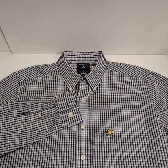 Antigua Other - Antigua Indiana Pacers Shirt Mens Large L Blue Plaid Button Down NBA Basketball